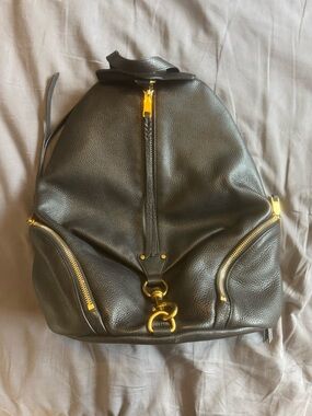 Rebecca Minkoff Black Pebbled Leather Backpack with Gold Hardware
